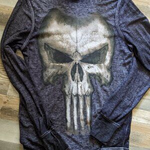 Black faded-look thermal shirt L Marvel Punisher skull distressed/soft   42/44
